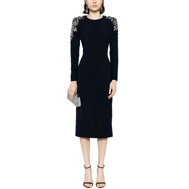 Fashionable Long Sleeve Embellished Dress
