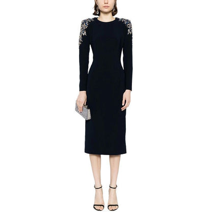 Fashionable Long Sleeve Embellished Dress
