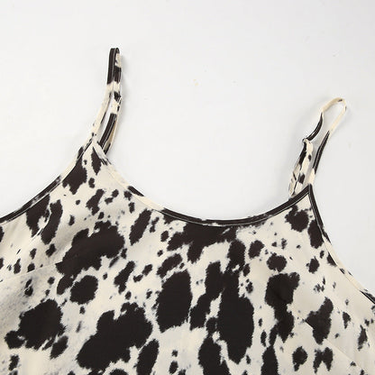 Sexy Spaghetti String Printed A-Line Dress