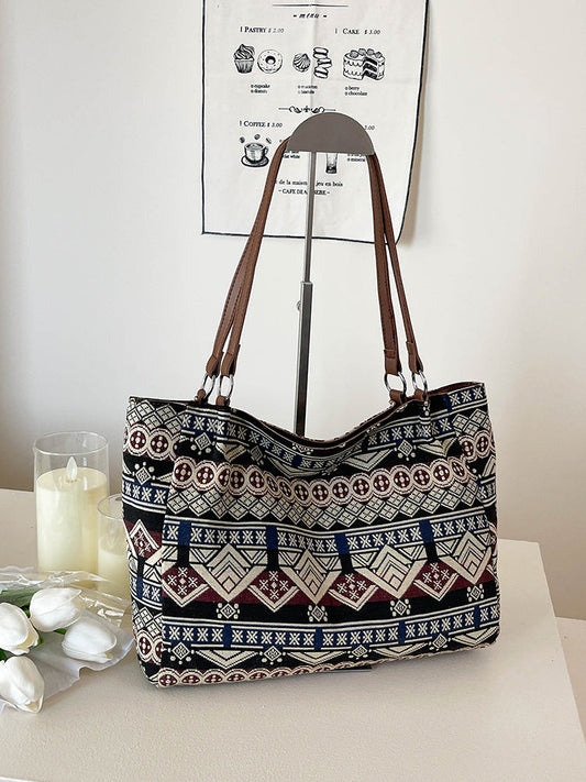 Trendy Ethnic Style Large Capacity Canvas Tote Bag
