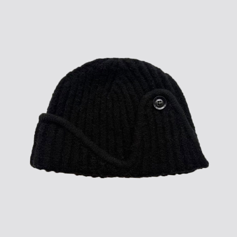Plain Color Wool Blend Knitted Beanie Hat for Women