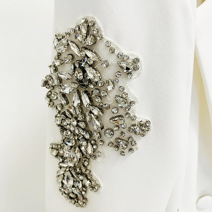 Trendy Elegant Pearl Beaded Blazer & Wide Leg Pants Set