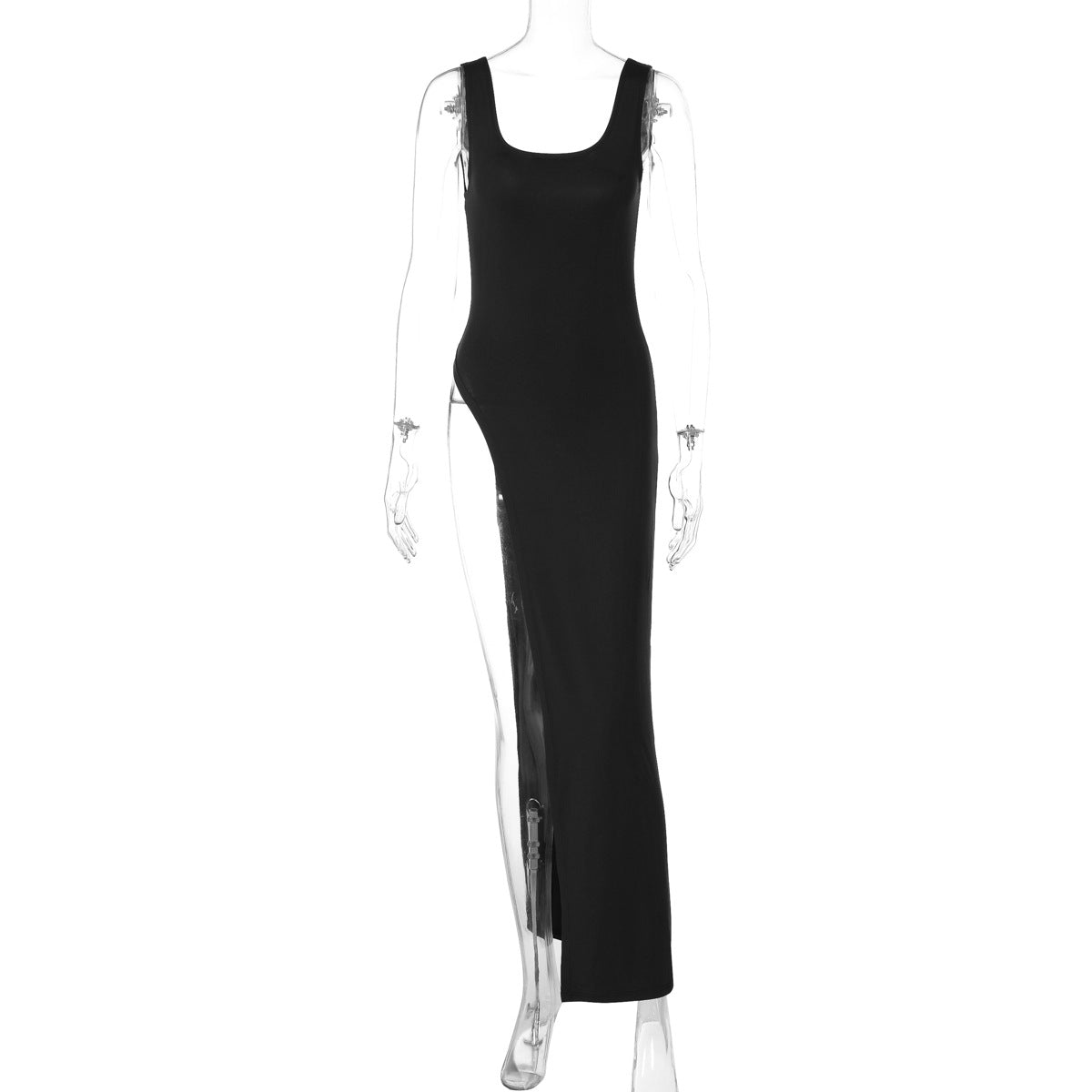 Trendy Sleeveless Midi Dress With Side Slit