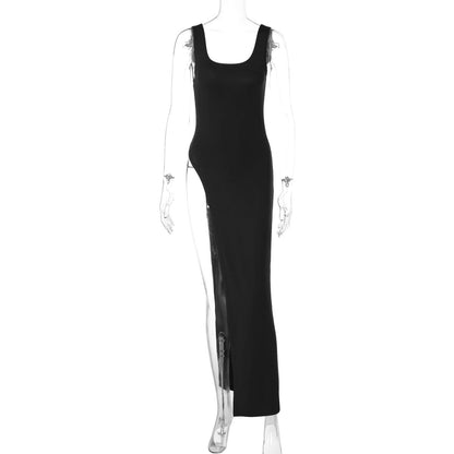 Trendy Sleeveless Midi Dress With Side Slit