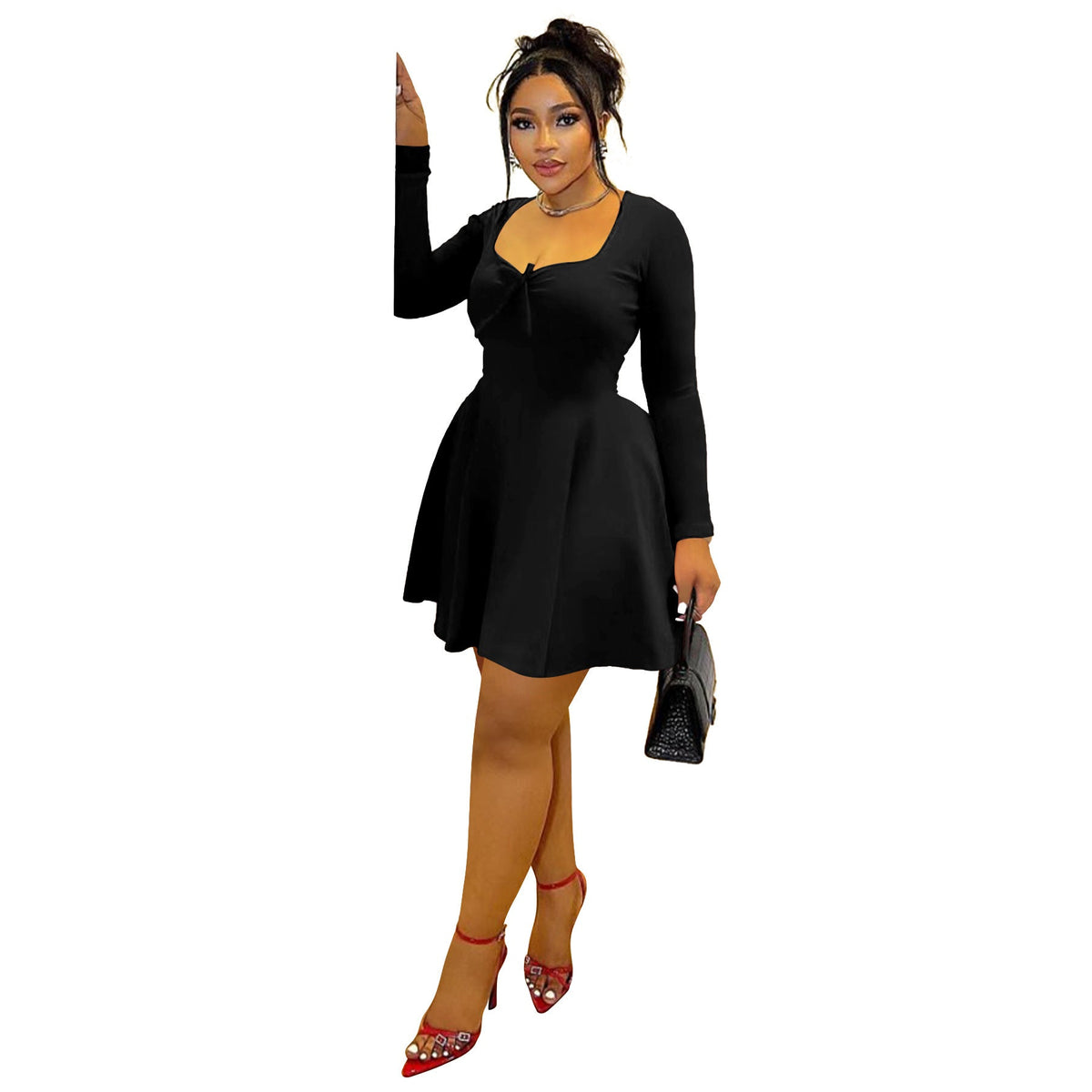 Summer Plus Size Strapless Bodycon Dress With Long Sleeves