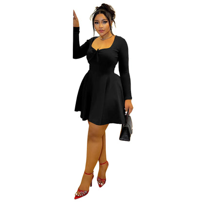 Summer Plus Size Strapless Bodycon Dress With Long Sleeves