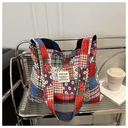 Trendy Canvas Tote Bag Lightweight Multi-Purpose Large Capacity Shoulder Crossbody Bag