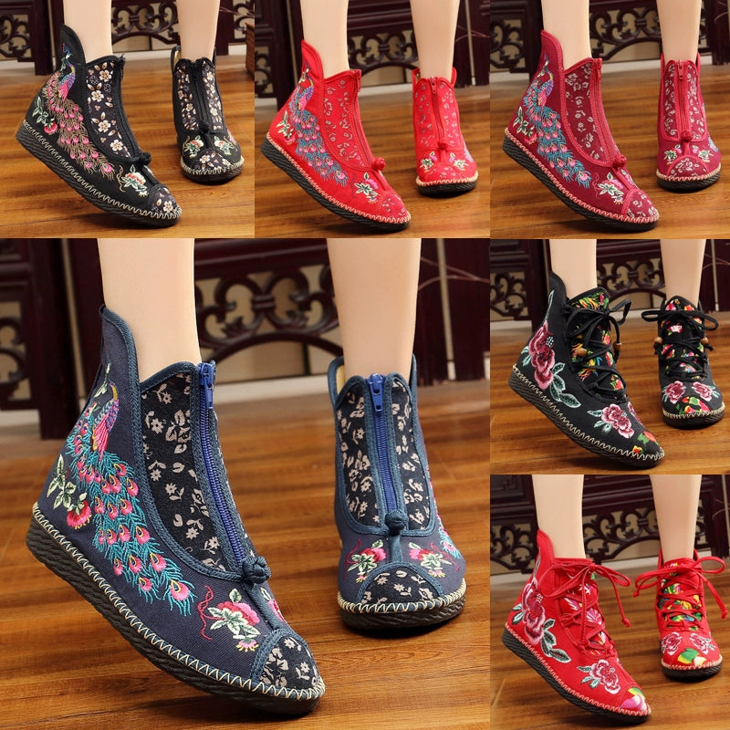 Flat-Bottomed Spring And Summer Single-Boot Ethnic Embroidered Shoes