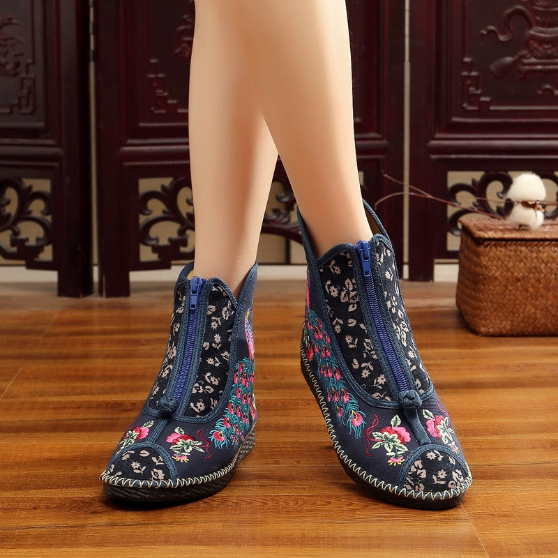 Flat-Bottomed Spring And Summer Single-Boot Ethnic Embroidered Shoes