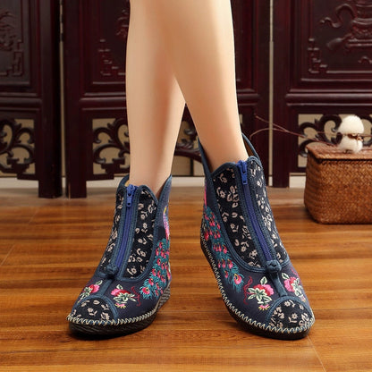 Flat-Bottomed Spring And Summer Single-Boot Ethnic Embroidered Shoes