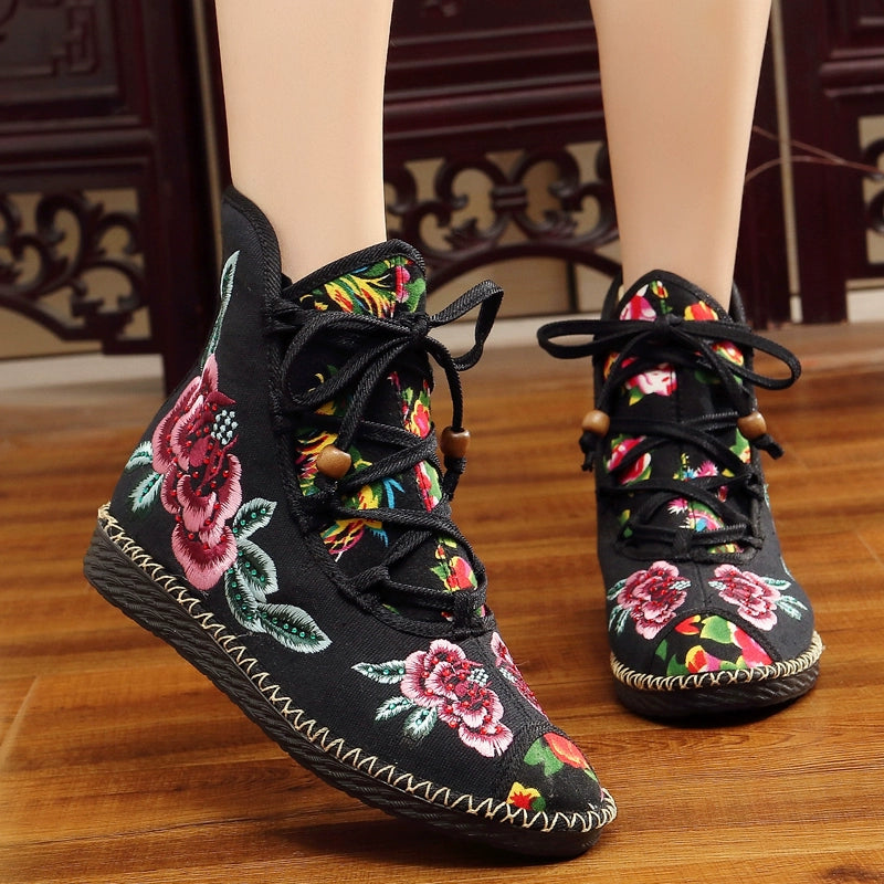 Flat-Bottomed Spring And Summer Single-Boot Ethnic Embroidered Shoes