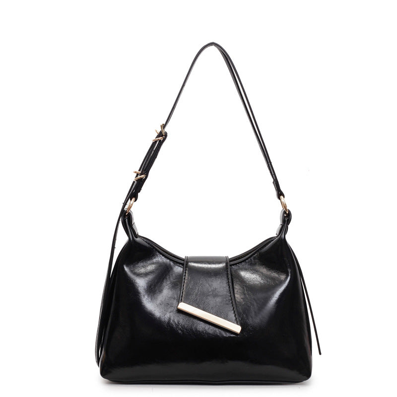 Minimalist Women's Shoulder Bag with Unique Closure Design