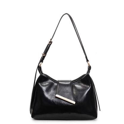Minimalist Women's Shoulder Bag with Unique Closure Design