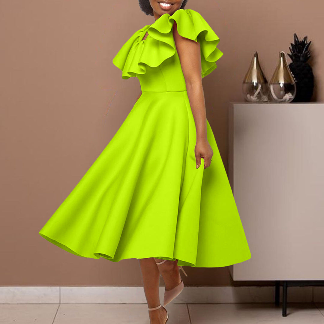 Elegant Ruffle Sleeve Maxi Dress For Parties
