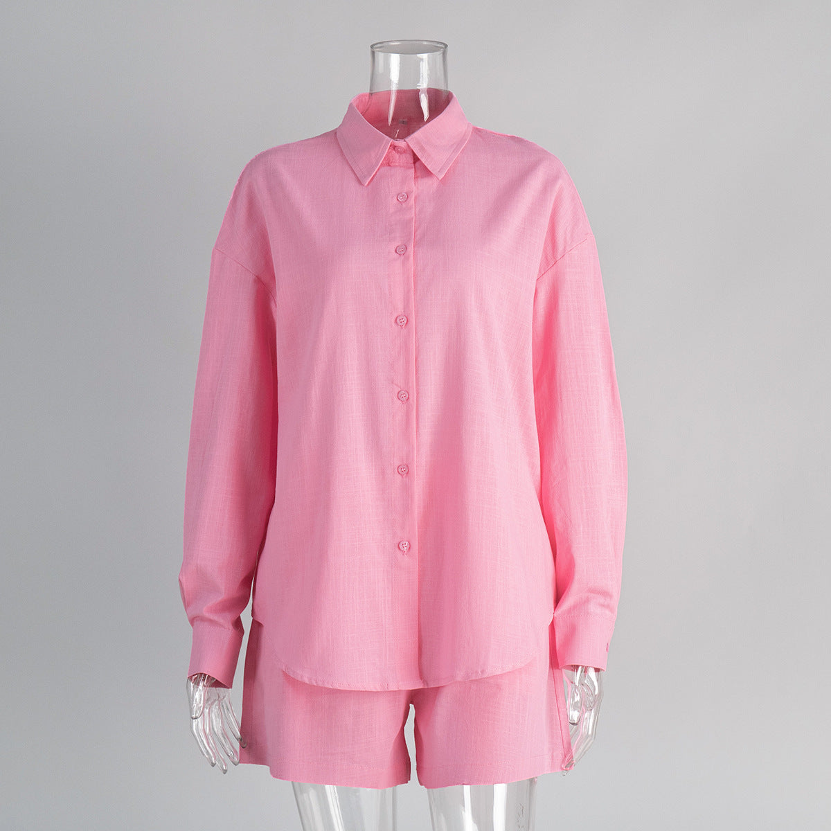 Cotton Long Sleeve Cardigan And Shorts Set Casual Chic