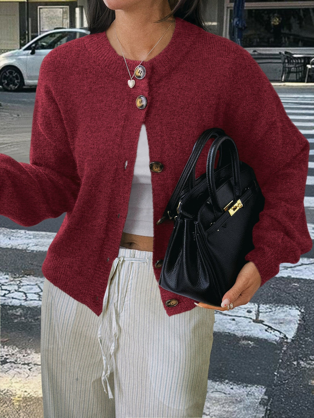 Casual Button-Up Long Sleeve Cardigan Sweater