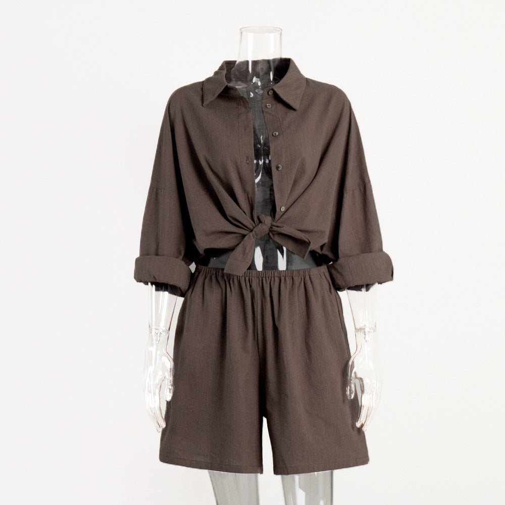 Summer Relaxed Fit Shirt And Shorts Set