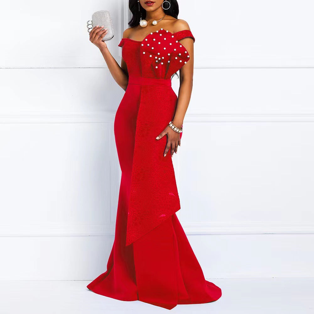 Elegant Lace-Trimmed Midi Dress With Ruffled Hem