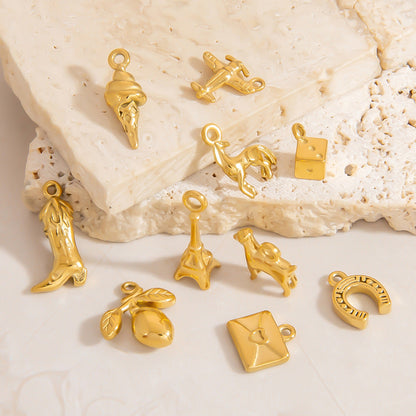 Stainless Steel DIY Enamel Pendant Accessories - 18K Gold Color Retention