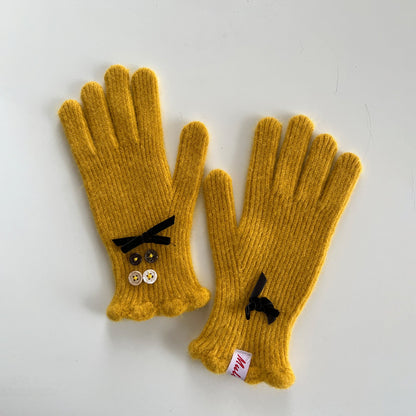 Bow Knot Wool Touchscreen Winter Gloves