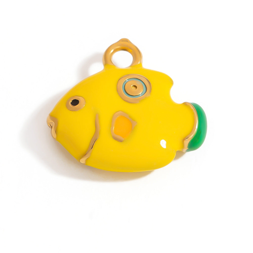 Stylish Ocean-Themed Stainless Steel DIY Pendant Heart Fish Charm