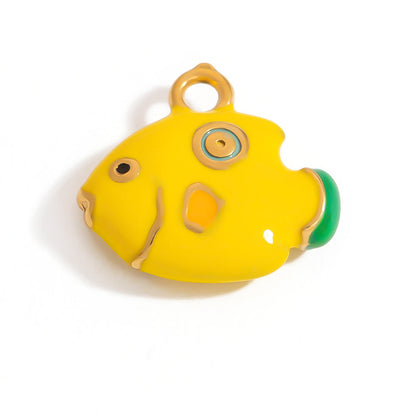 Stylish Ocean-Themed Stainless Steel DIY Pendant Heart Fish Charm