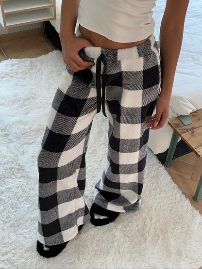 Casual Leopard Print Elastic Waist Wide Leg Pants