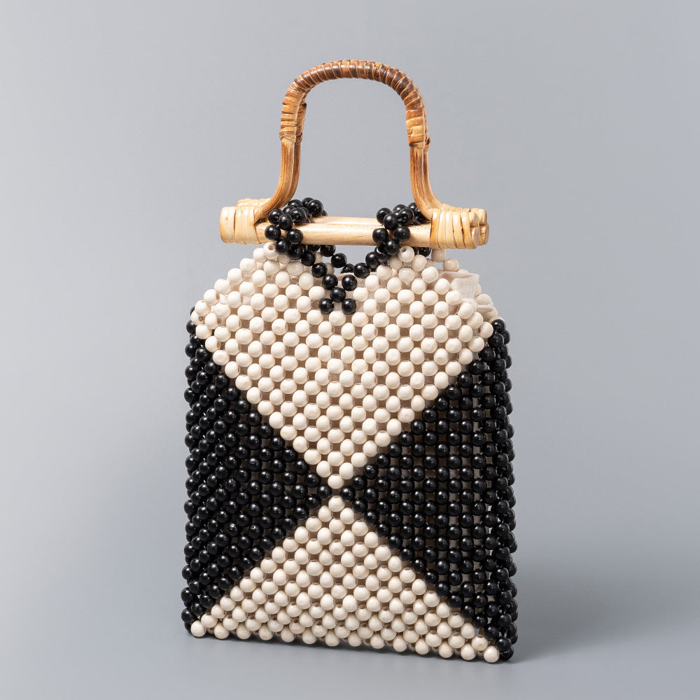 Color Block Bamboo Hollow Handbag
