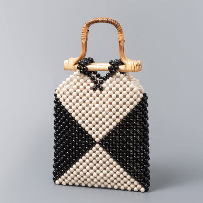 Color Block Bamboo Hollow Handbag