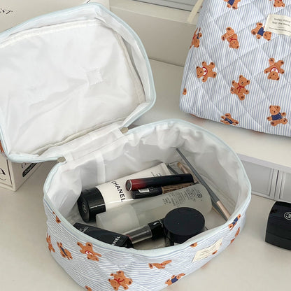 Cute Striped Bear Cosmetic Travel Organizer Bag