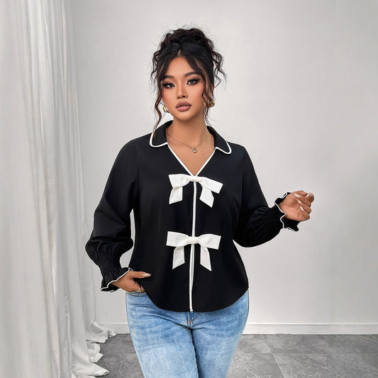 New Polo Neck Short Black Jacket with Bow Detail