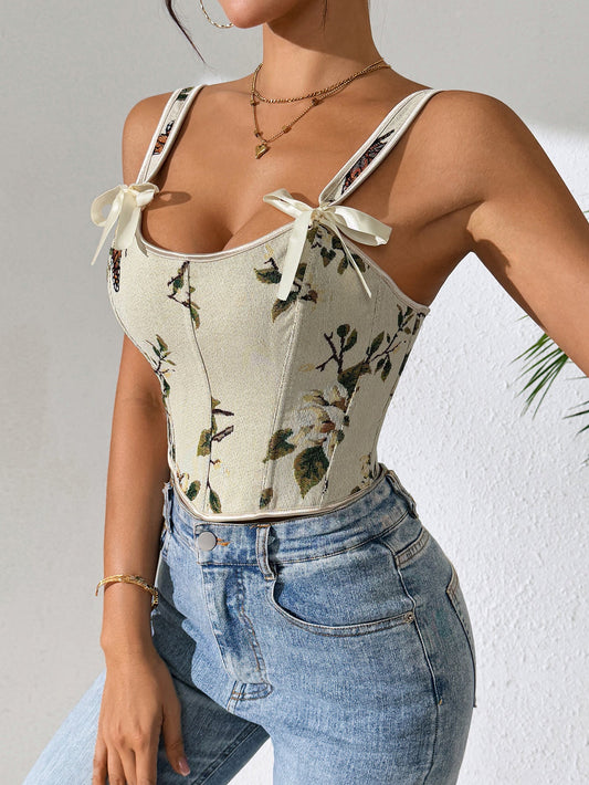 Sexy Floral Print Camisole Top Slim Fit All-Season