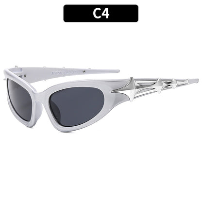 Trendy Outdoor UV Protection Sunglasses Stylish Futuristic Rectangular Shades