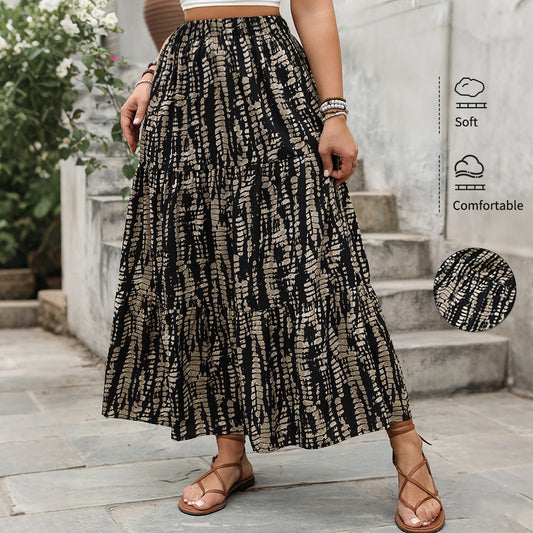 High Waist Striped Maxi Skirt Casual Chic