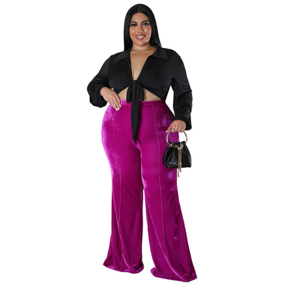 High Waist Flared Pants Trendy Street Style