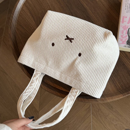 Cute Corduroy Bunny Tote Bag Stylish and Versatile for Daily Use