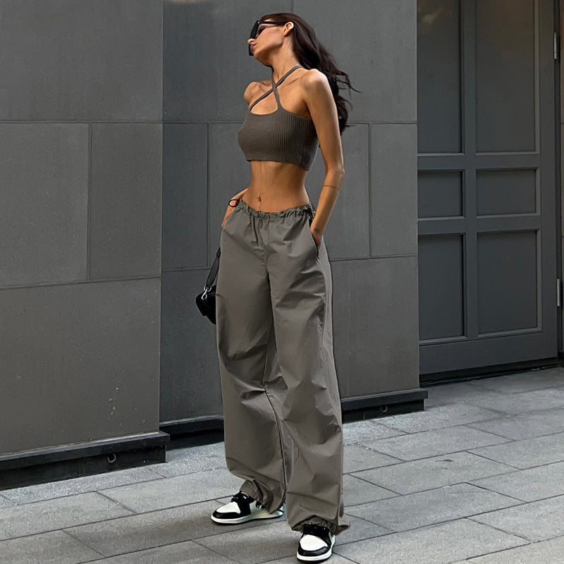 Trendy Wide-Leg Casual Pants with Drawstring Waist