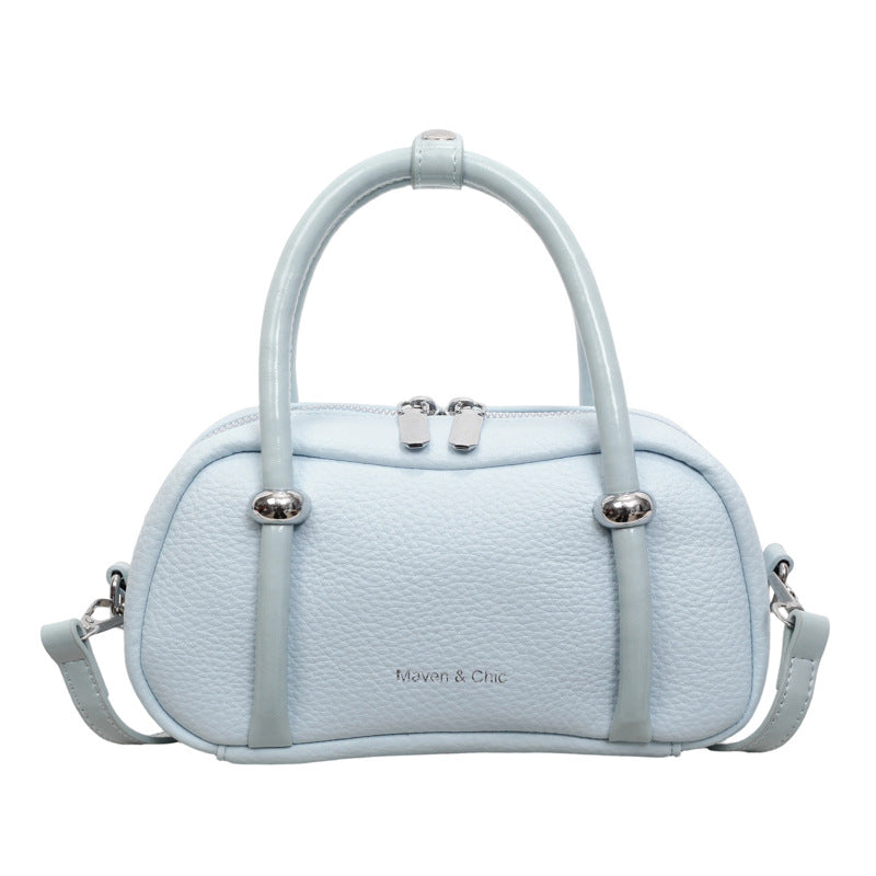 Classic Bowler Bag Textured PU Handbag for Casual Wear