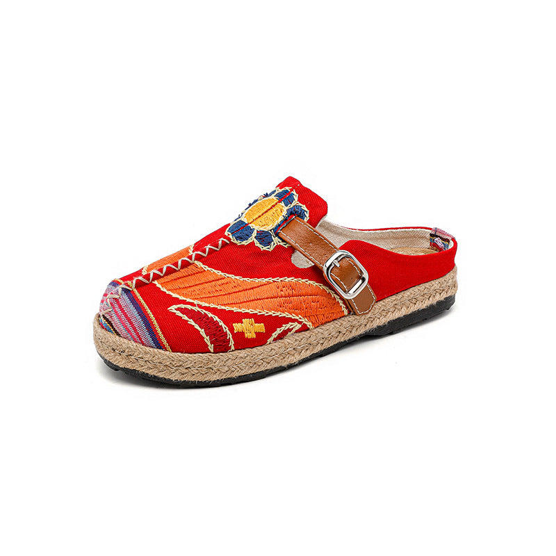 New Embroidered Cloth Shoes Flat-Bottomed Casual Fabric Slippers Cloth Shoes Casual Bag Head Cloth Shoes Women