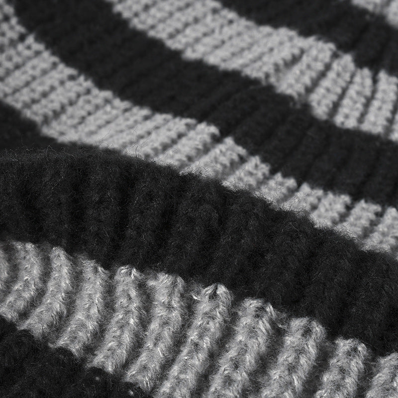 Trendy Striped Color Block Thicken Cuff  Beanie