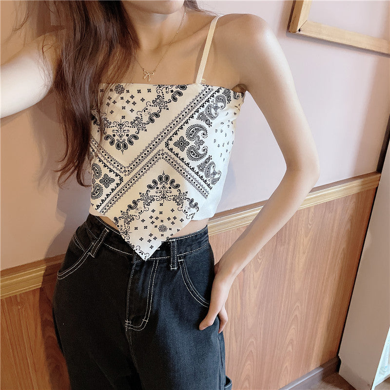 Cashew Flower Irregular Camisole Female Wearing Beauty Back Bottom Inside With Chest Pad Top Underwear Woman