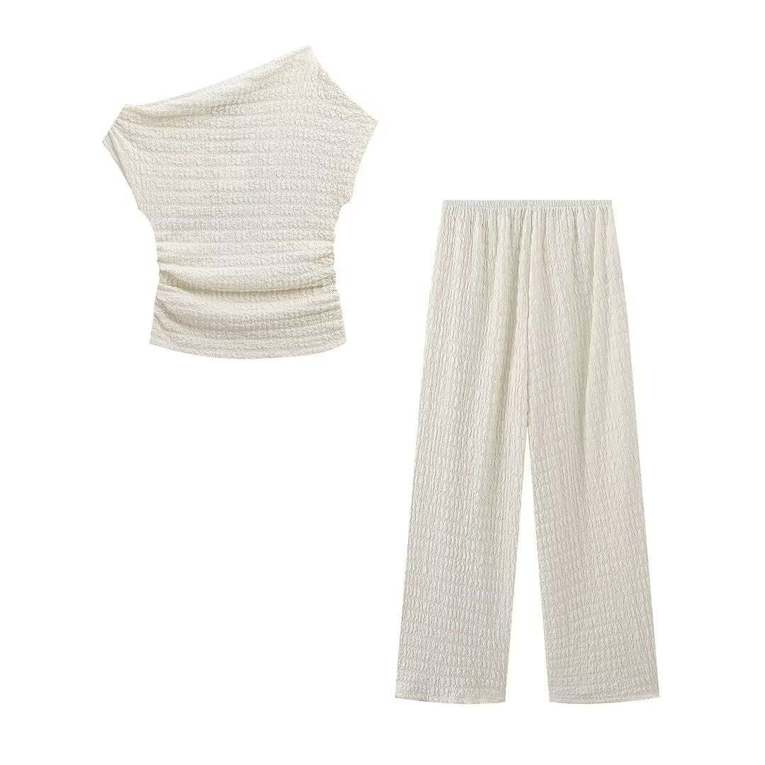 Casual Asymmetrical Sleeveless Top and Pants Sets