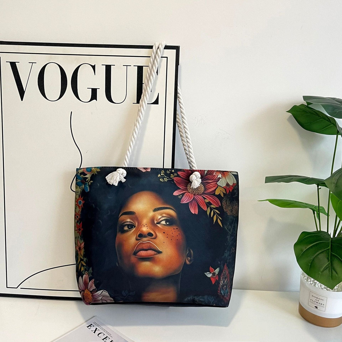 Classic Outdoor Canvas Tote Bag with Cartoon Print