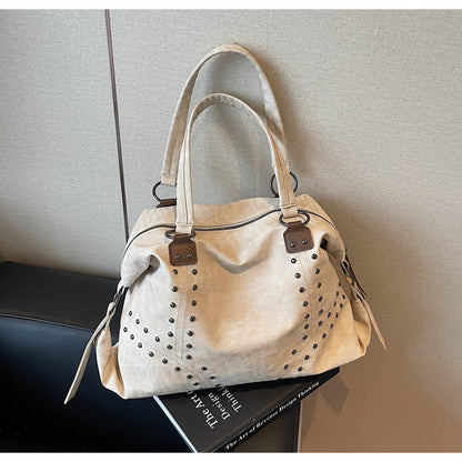 Trendy Soft PU Leather Tote Bag with Studs
