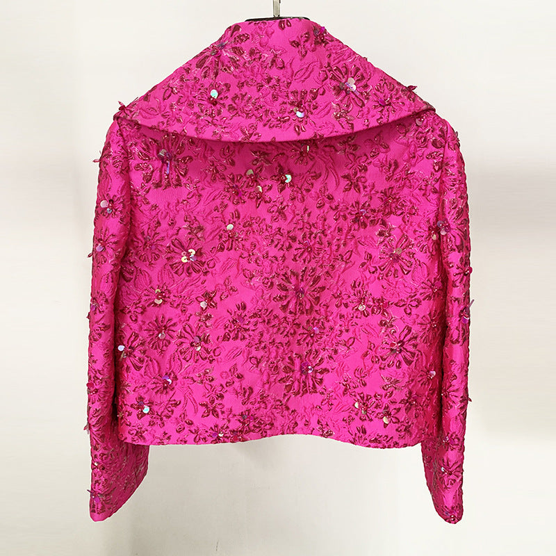 Fashion Pink Casual A-Line Dress With Beaded Embellishments