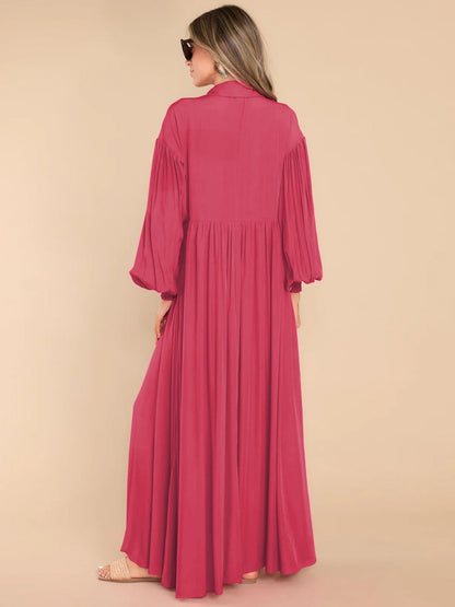 Autumn And Winter New Product Long Solid Color Dress Button Long Dress Loose Oversized Swing Skirt