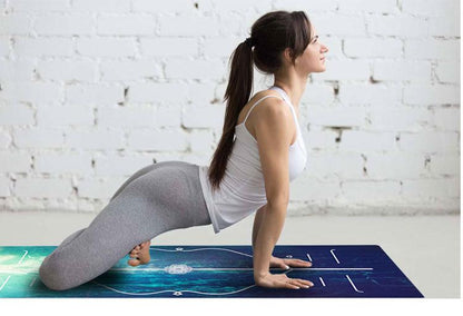 Yoga Position Line Towel Anti-Slip Suede Fitness Towel Thickened Sweat-Absorbent Beginner Machine Wash Portable Yoga Mat