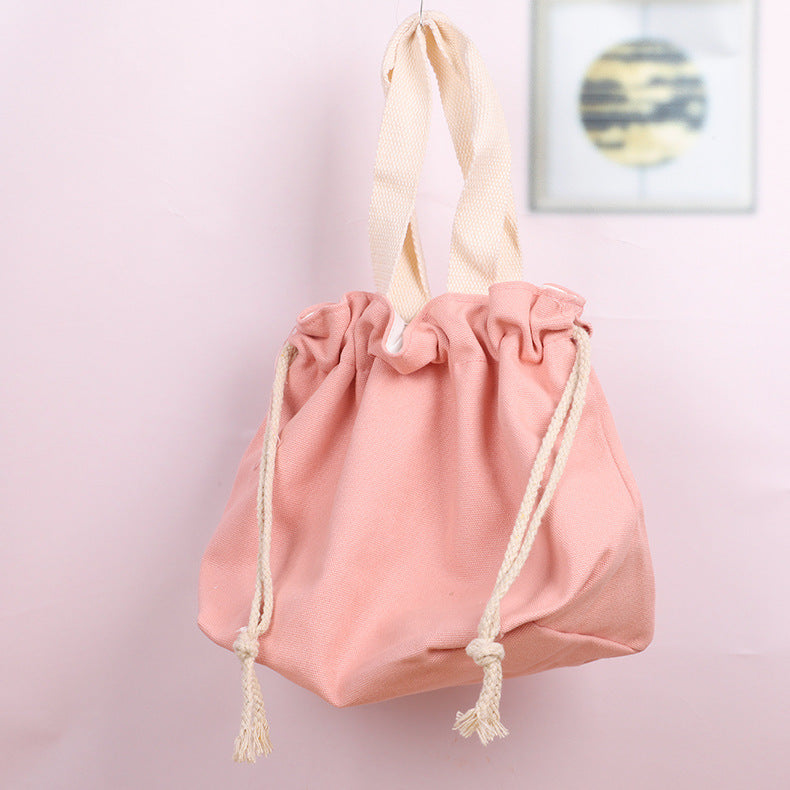 Solid Color Portable Lunch Bag with Drawstring Closure