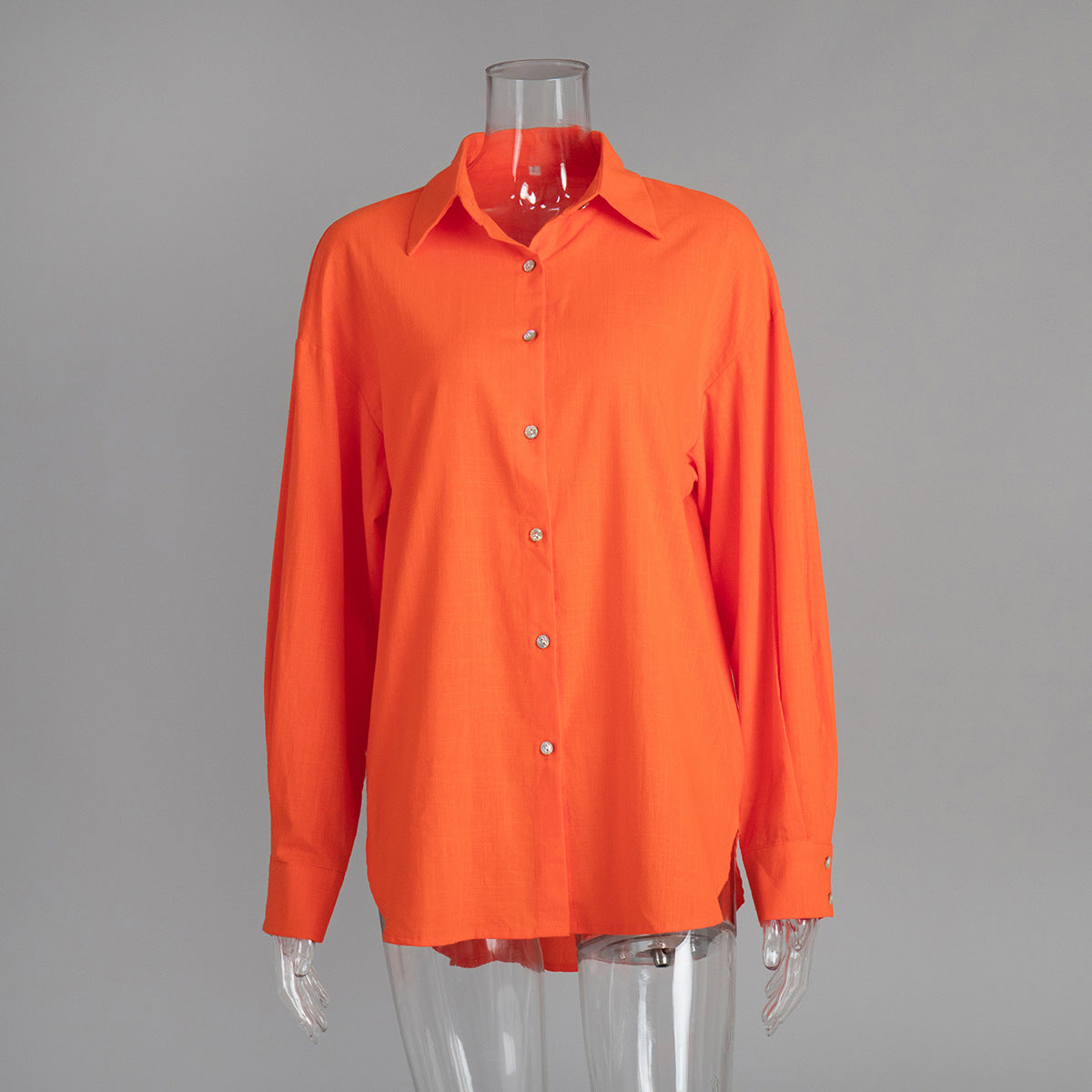Trendy Casual Cotton Shirt Solid Color Relaxed Fit