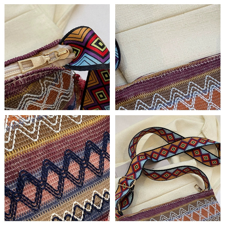 Small Fresh Ethnic Style Crossbody Bag For Women'S New Fashion Versatile Wide Shoulder Strap Single Shoulder Bag Tassel Bucket Bag